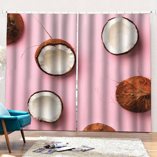 Pink Coconut Pattern Print Pencil Pleat Curtains