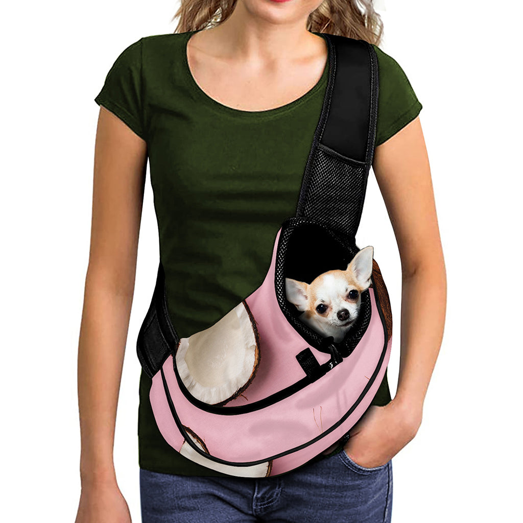 Pink Coconut Pattern Print Pet Sling Carrier