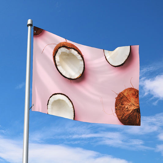 Pink Coconut Pattern Print Polyester Flag