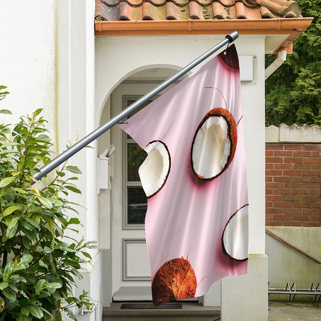 Pink Coconut Pattern Print Polyester Flag