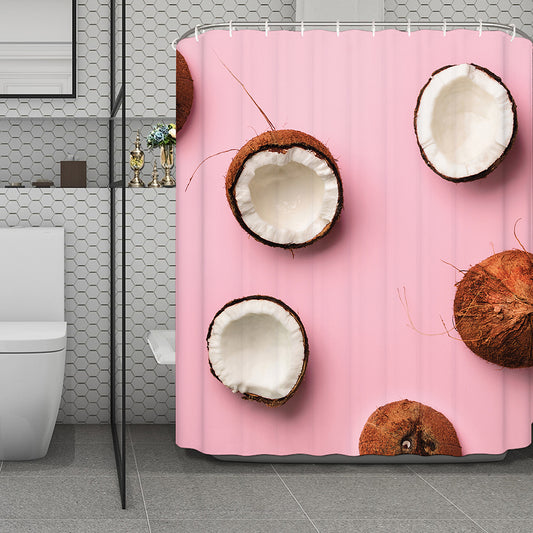 Pink Coconut Pattern Print Polyester Shower Curtain