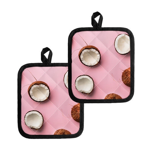 Pink Coconut Pattern Print Pot Holders
