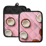 Pink Coconut Pattern Print Pot Holders With Pocket