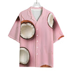 Pink Coconut Pattern Print Rayon Hawaiian Shirt