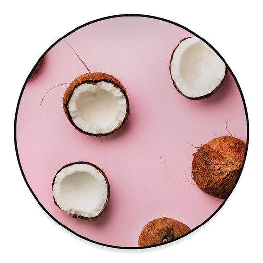 Pink Coconut Pattern Print Round Floor Mat