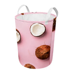 Pink Coconut Pattern Print Round Laundry Basket