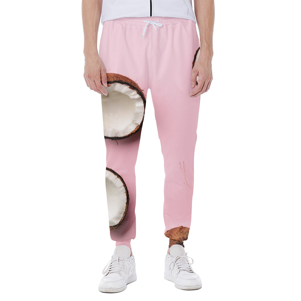 Pink Coconut Pattern Print Scuba Joggers
