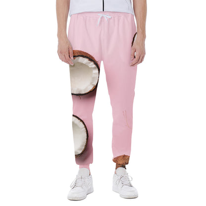 Pink Coconut Pattern Print Scuba Joggers