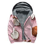 Pink Coconut Pattern Print Sherpa Lined Zip Up Hoodie