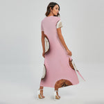 Pink Coconut Pattern Print Short Sleeve Maxi Dress