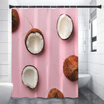 Pink Coconut Pattern Print Shower Curtain