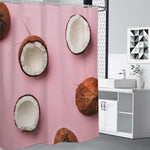 Pink Coconut Pattern Print Shower Curtain