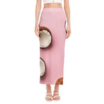 Pink Coconut Pattern Print Side Slit Maxi Skirt