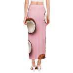 Pink Coconut Pattern Print Side Slit Maxi Skirt