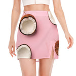 Pink Coconut Pattern Print Side Slit Mini Skirt
