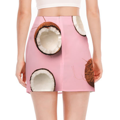 Pink Coconut Pattern Print Side Slit Mini Skirt