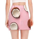 Pink Coconut Pattern Print Side Slit Mini Skirt