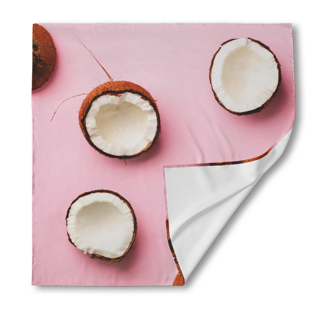 Pink Coconut Pattern Print Silk Bandana