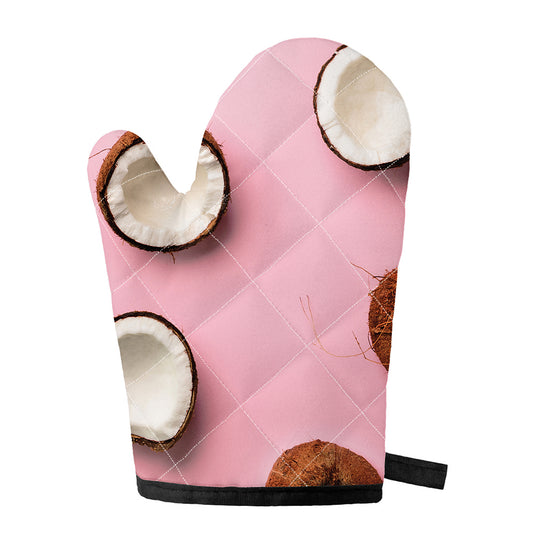 Pink Coconut Pattern Print Single Oven Mitt