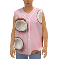 Pink Coconut Pattern Print Sleeveless Baseball Jersey