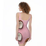 Pink Coconut Pattern Print Sleeveless Bodycon Dress