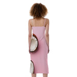 Pink Coconut Pattern Print Slim Fit Midi Cami Dress