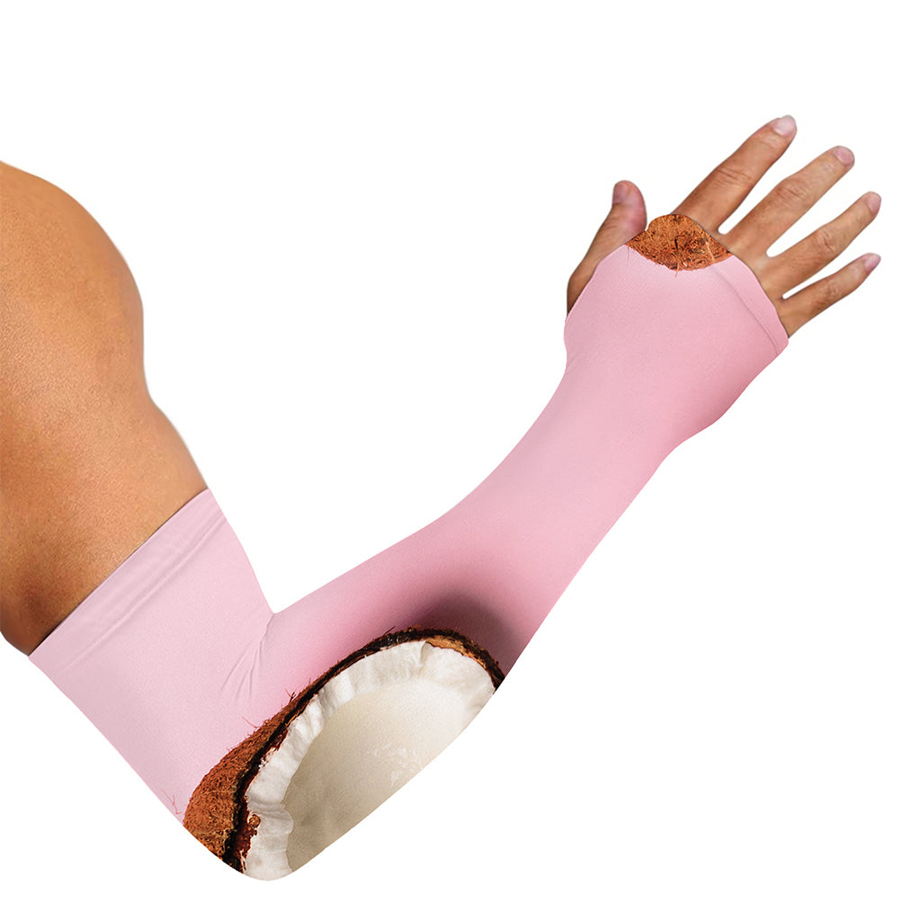 Pink Coconut Pattern Print Sun Protection Arm Sleeves