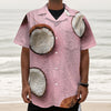 Pink Coconut Pattern Print Textured Short Sleeve Shirt
