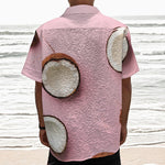 Pink Coconut Pattern Print Textured Short Sleeve Shirt