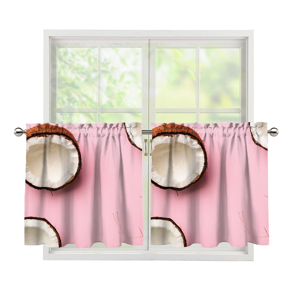 Pink Coconut Pattern Print Tier Curtains