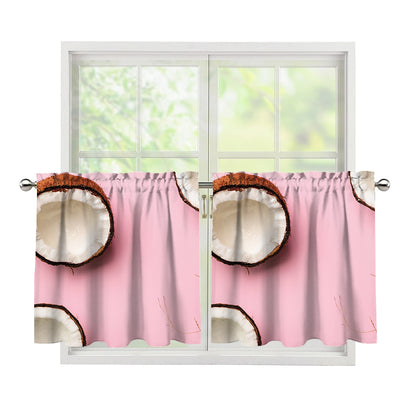 Pink Coconut Pattern Print Tier Curtains