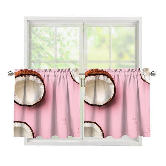 Pink Coconut Pattern Print Tier Curtains