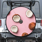 Pink Coconut Pattern Print Tire Cover With Camera Hole
