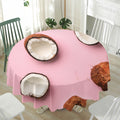 Pink Coconut Pattern Print Waterproof Round Tablecloth