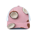 Pink Coconut Pattern Print White Mesh Trucker Hat