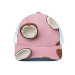 Pink Coconut Pattern Print White Mesh Trucker Cap