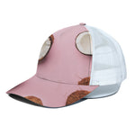 Pink Coconut Pattern Print White Mesh Trucker Cap