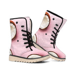 Pink Coconut Pattern Print Winter Boots