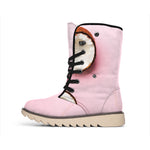 Pink Coconut Pattern Print Winter Boots