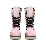 Pink Coconut Pattern Print Winter Boots