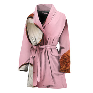 Pink Coconut Pattern Print Women's Bathrobe