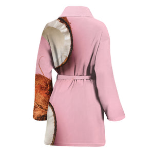 Pink Coconut Pattern Print Women's Bathrobe