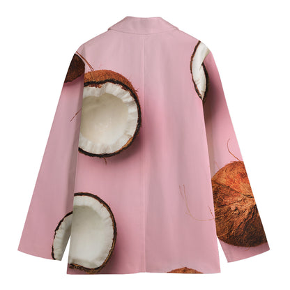 Pink Coconut Pattern Print Women's Blazer