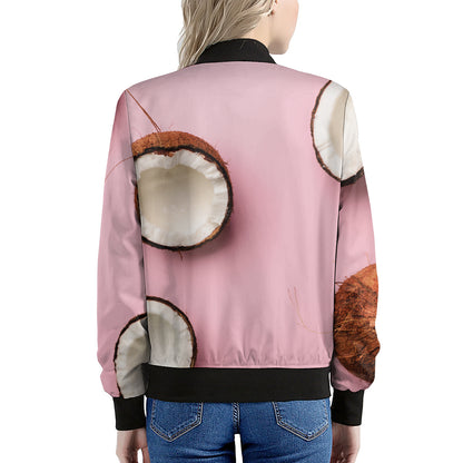 Pink Coconut Pattern Print Women's Bomber Jacket