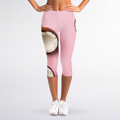 Pink Coconut Pattern Print Women's Capri Leggings