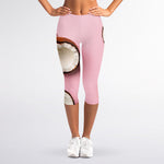 Pink Coconut Pattern Print Women's Capri Leggings
