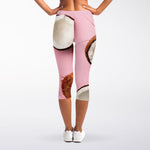 Pink Coconut Pattern Print Women's Capri Leggings