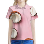 Pink Coconut Pattern Print Women's Polo Shirt