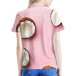 Pink Coconut Pattern Print Women's Polo Shirt