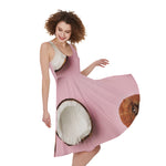 Pink Coconut Pattern Print Women's Sleeveless Dress